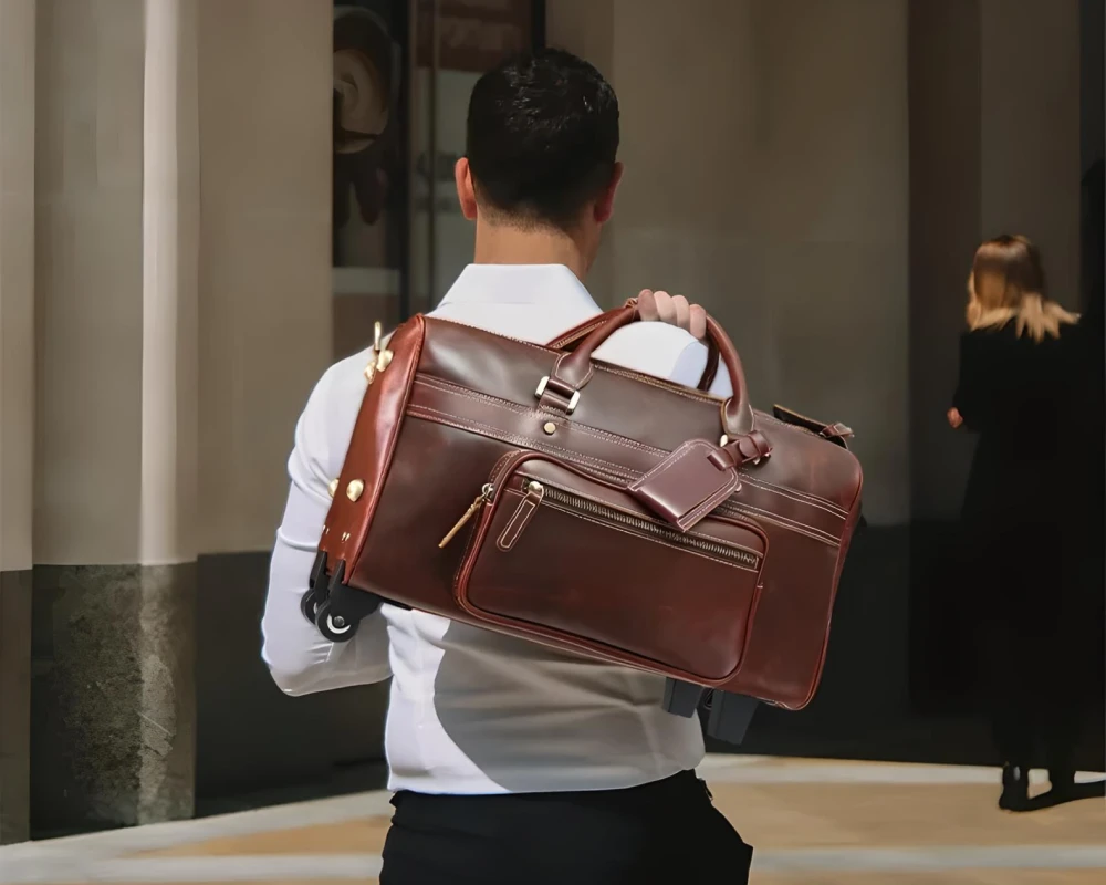 leather luggage carry on