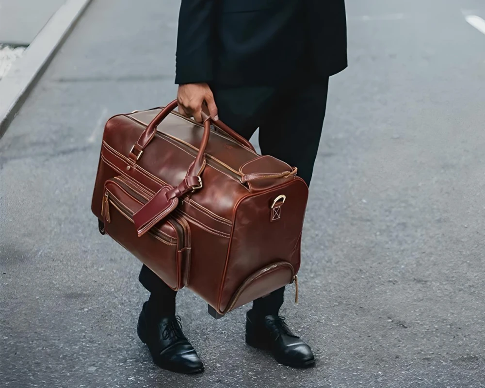 leather luggage carry on