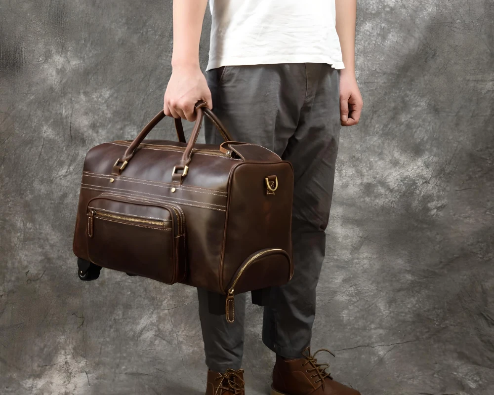 mens leather carry on